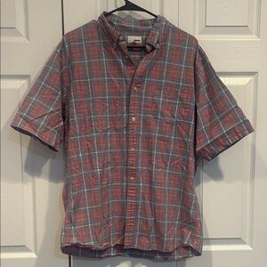Sonoma Red and Gray Checkered Button-Down Shirt
